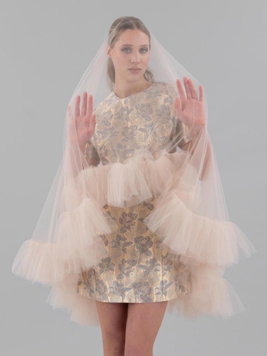 etsy Accessories - Sheer Blush Tulle Veil with Ruffled Trim - Blush